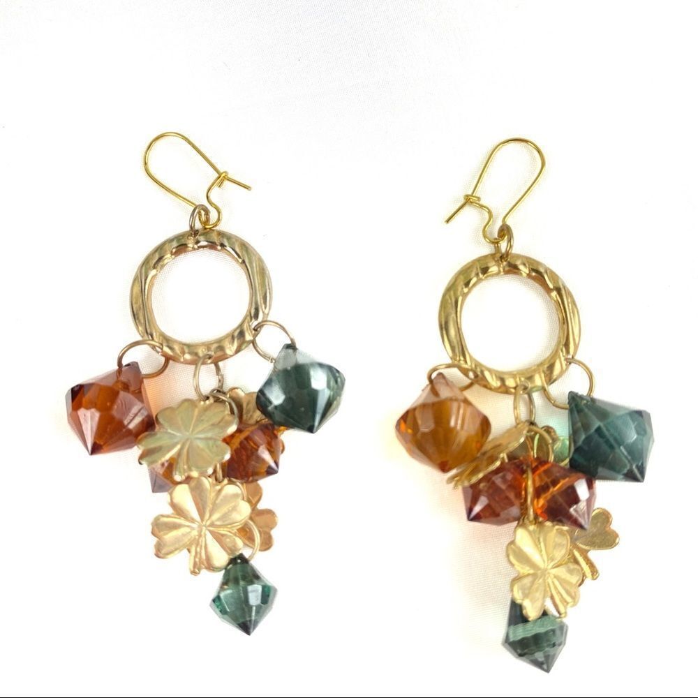 Multi Color Beaded Dangle Chandelier Earrings